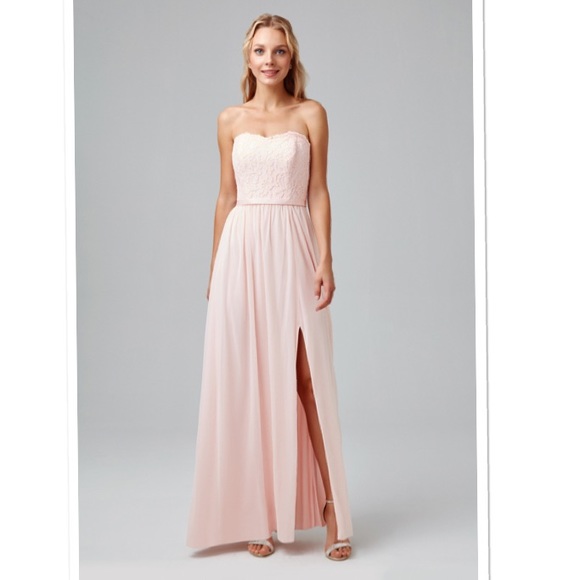 David's Bridal Dresses & Skirts - Petal Pink Lace & Mesh Long Strapless Dress F18095